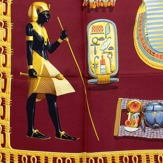 Các hoa văn tuyệt đẹp trên chiếc khăn lụa Hermes nghìn đô 1976 - Tutankhamun, Vladimir Rybaltchenko