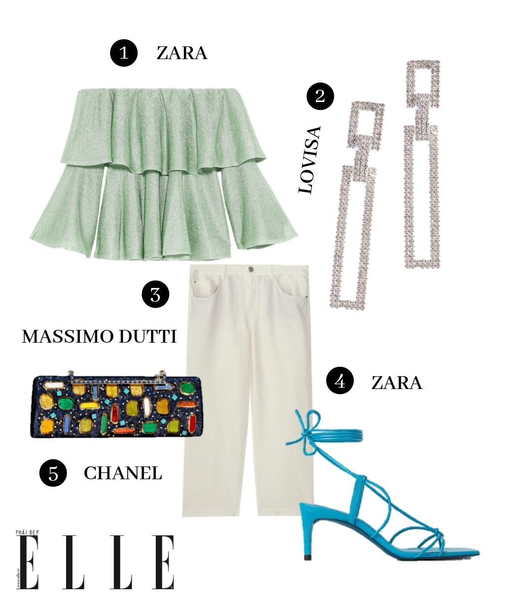 elle style calendar giày cao gót quai mảnh màu xanh