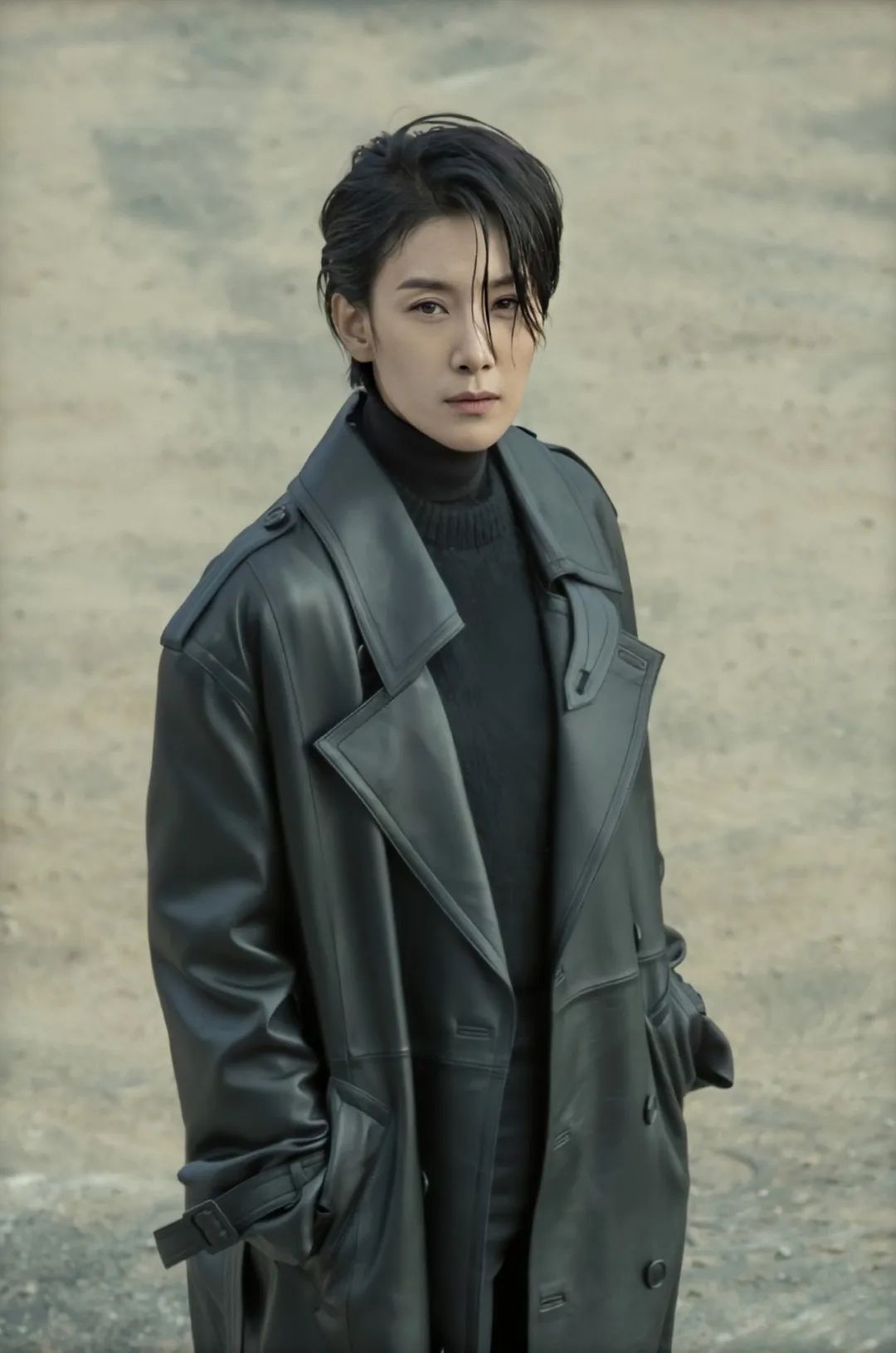 kim seo hyung mặc chất liệu da menswear