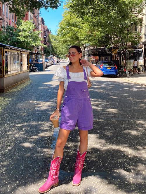 Boots cao bồi dập nổi màu hồng năng động