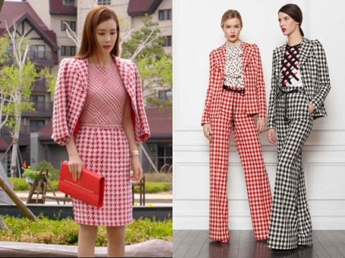 Trang phục Caroline Herrera được phối hài hòa cùng ví đỏ sang trọng J.Estina (giá hơn 7 triệu).