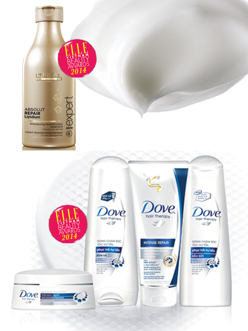 HẠNG MỤC: DẦU GỘI<br><br>Sản phẩm Ngôi sao của năm<br><br>L’ORÉAL PROFESSIONEL Absolut Repair LipidiumDầu gội Absolut Repair <br>Lipidium có công dụng tái tạo biểu bì và phục hồi tóc hư tổn. Thành phần Lipids giúp khôi phục và tái tạo bề mặt tóc bóng mượt, Phyto-Keratin & Ceramide củng cố và tăng cường các liên kết bên trong sợi tóc và Lactic Acid tái cấu trúc lõi tóc chắc khỏe. Mái tóc khô và hư tổn dần phục hồi và khỏe hơn từ bên trong.<br><br>Sản phẩm Bạn đọc bình chọn<br><br>DOVE Phục Hồi Hư Tổn<br>Dầu gội Dove Phục Hồi Hư Tổn giải quyết triệt để vấn đề tóc chẻ ngọn thường gặp ở phái đẹp, mang lại một mái tóc thật sự chắc khỏe. Với công thức Keratin Repair Active giúp phục hồi cấu trúc protein ở các lớp tế bào tóc, dầu gội Dove Phục Hồi Hư Tổn sẽ giúp tóc chắc khỏe và ngăn ngừa chẻ ngọn đến 97% sau lần gội đầu tiên.