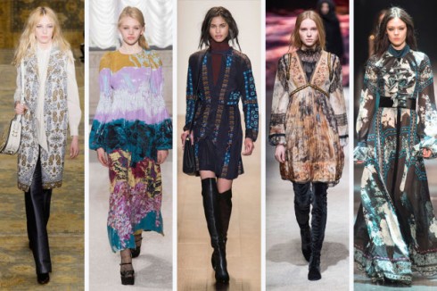 Mùa thời trang Thu - Đông 2015 các nhà mốt đã cho ra mắt rất nhiều BST mang âm hưởng của Bohemian hiện đại, sống động và thời thượng hơn bao giờ hết. ( Từ trái qua phải: Tory Burch, Giamba, BCBG Max Azria, Alberta Ferretti, Roberto Cavalli)