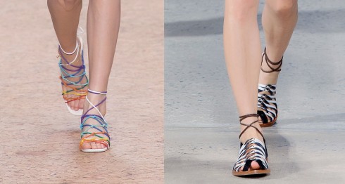 Đi cùng với những chiếc áo lụa gợi cảm là những kiểu giày sandals cũng quyến rũ không kém, tôn lên những ngón chân xinh và cổ chân thon thả.
