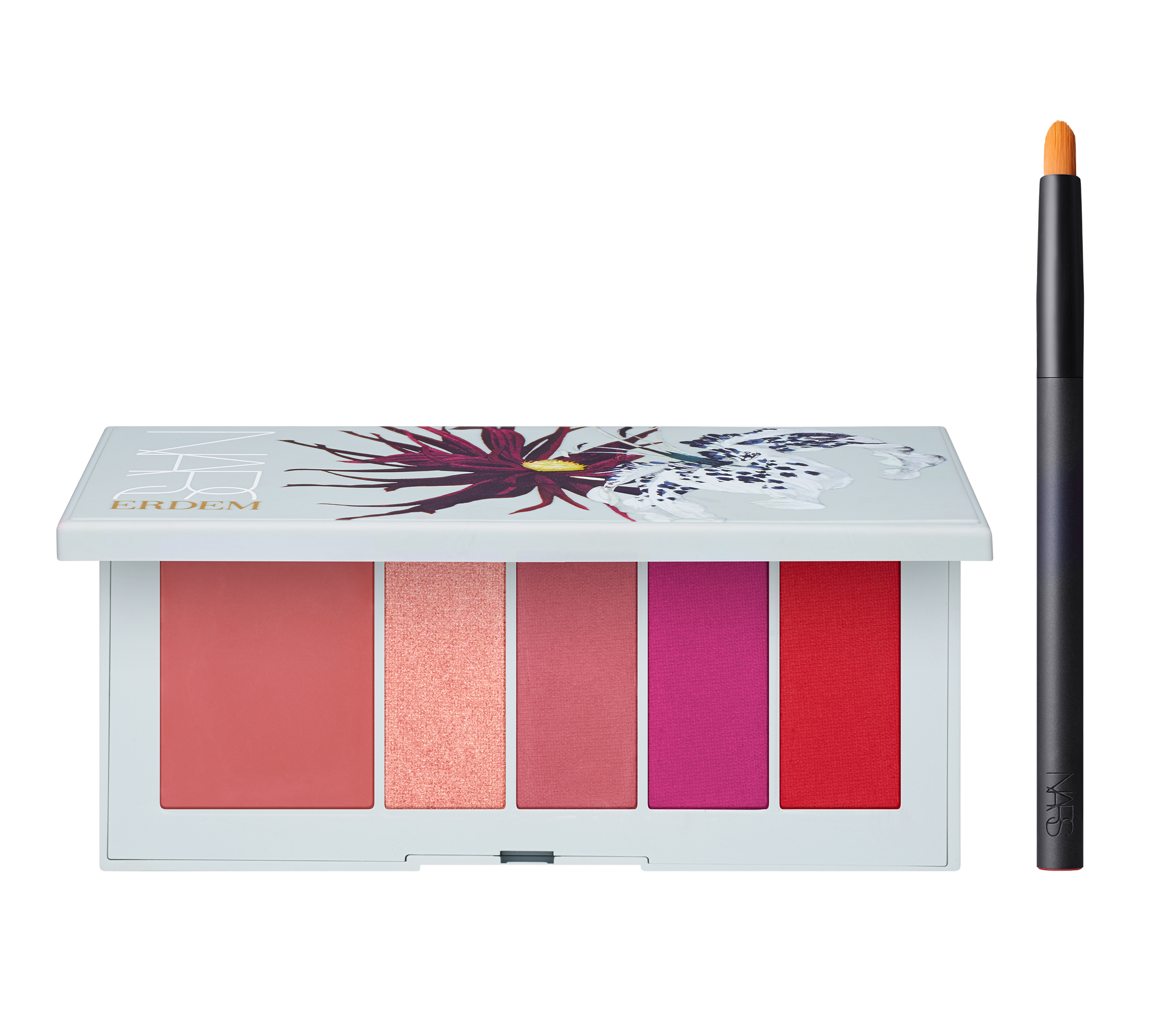 Erdem for NARS Strange Flowers Collection - Poison Rose Lip Powder Palette Open with Travel Lip Brush