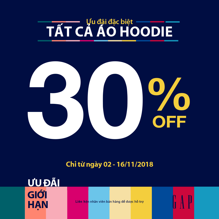 thương hiệu GAP giảm giá 30% tuần lễ GAP Hoodie