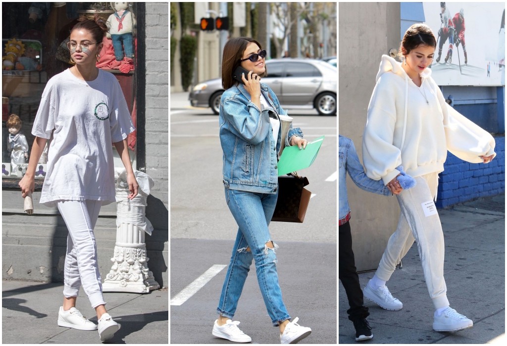 selena gomez  mặc đẹp với giày tennis trắng