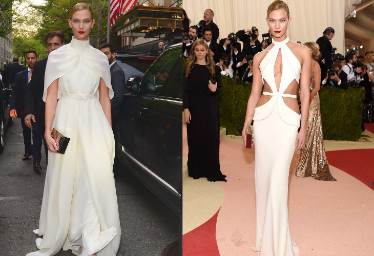 karlie kloss diện đầm trắng của brandon maxưell tại met gala 2016