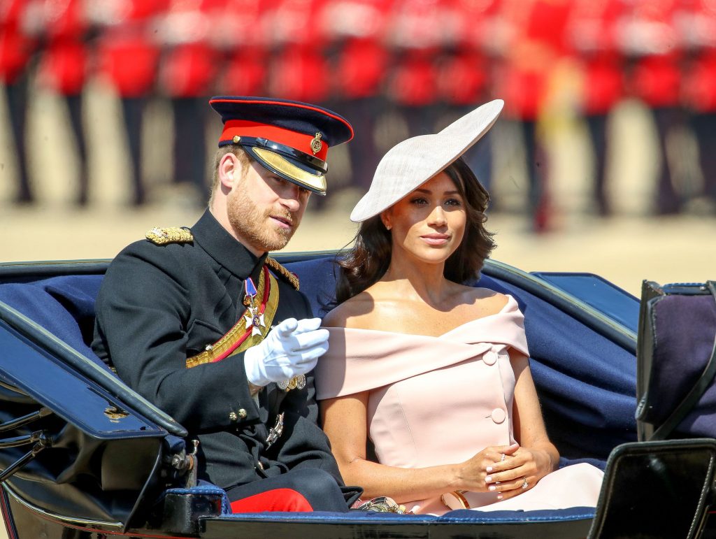 công nương meghan và hoàng tử harry trooping the colour 2018