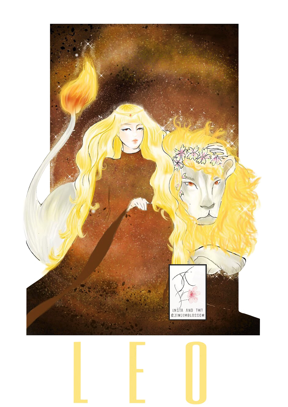 Cô gái tóc vàng ngồi cạnh con sư tử