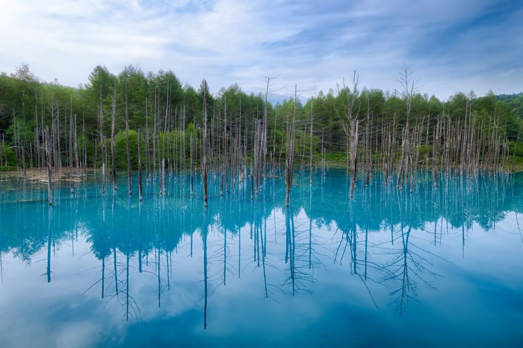 hồ xanh ở hokkaido