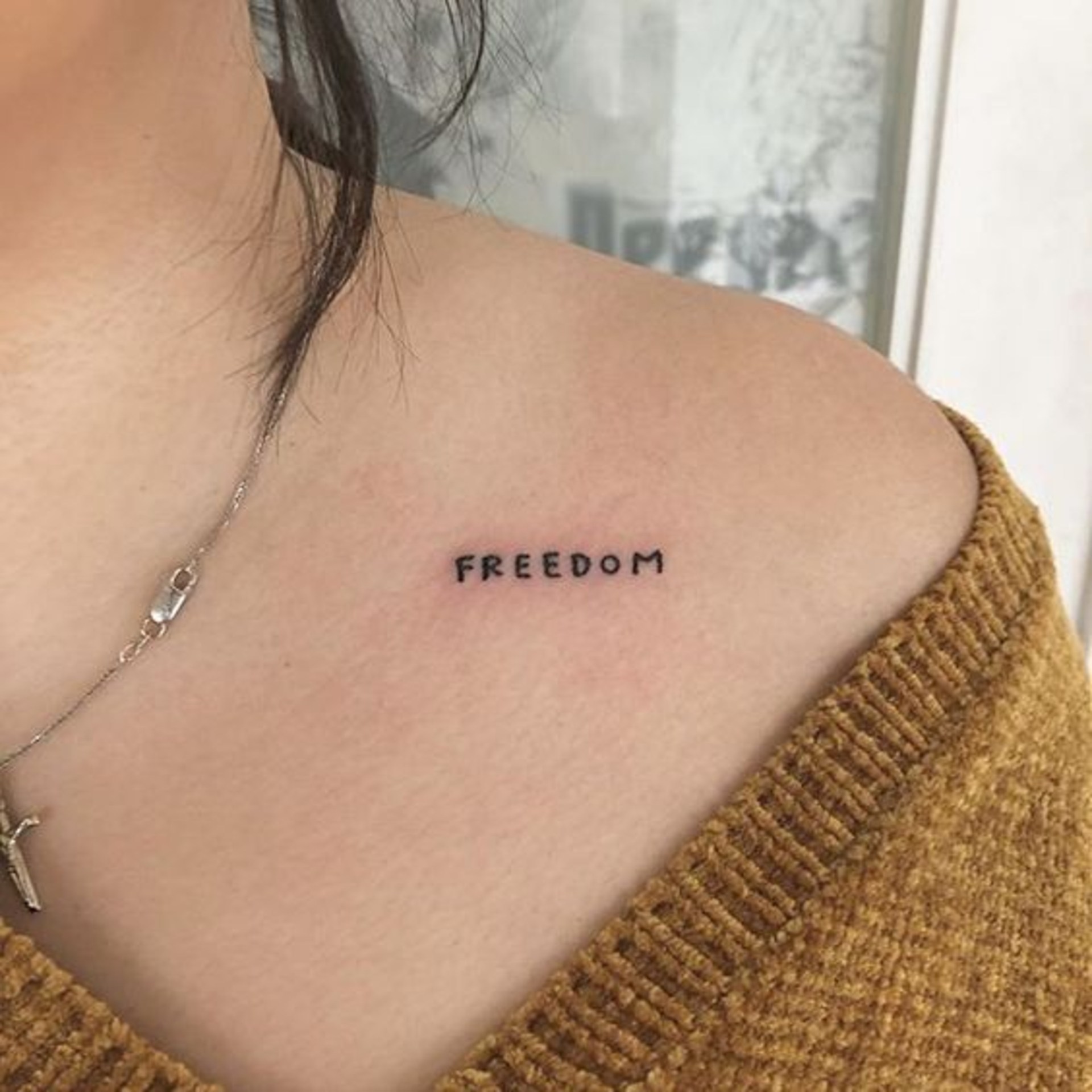 Giảm giá Hình xăm chữ freedom Xăm dán tatoo mini tạm thời size 10x6cm   BeeCost