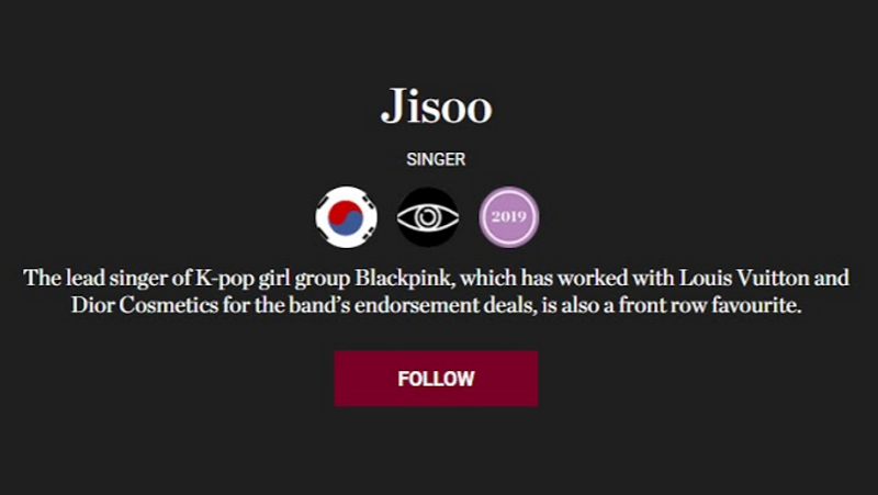 jisoo blackpink và jimin nhóm nhạc BTS lọt danh sách BOF 500
