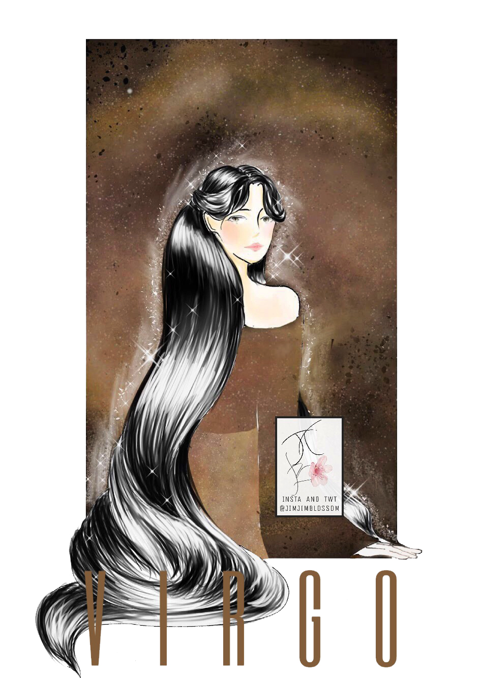 Cung hoàng đạo Xử Nữ với biểu tượng cô gái có mái tóc đen dài