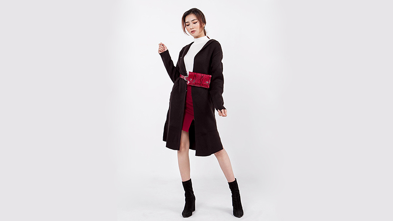 Áo dệt cardigan dáng dài