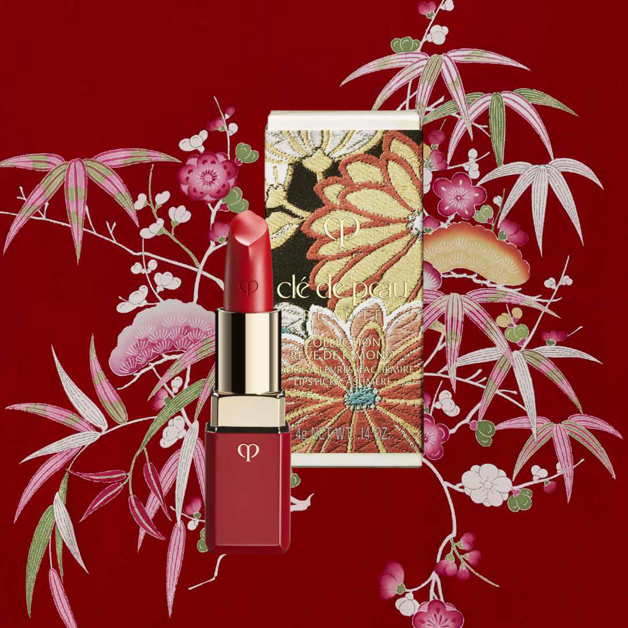 Clé de Peau Beauté giấc mơ kimono son đỏ cle de peau vỏ hộp thêu 