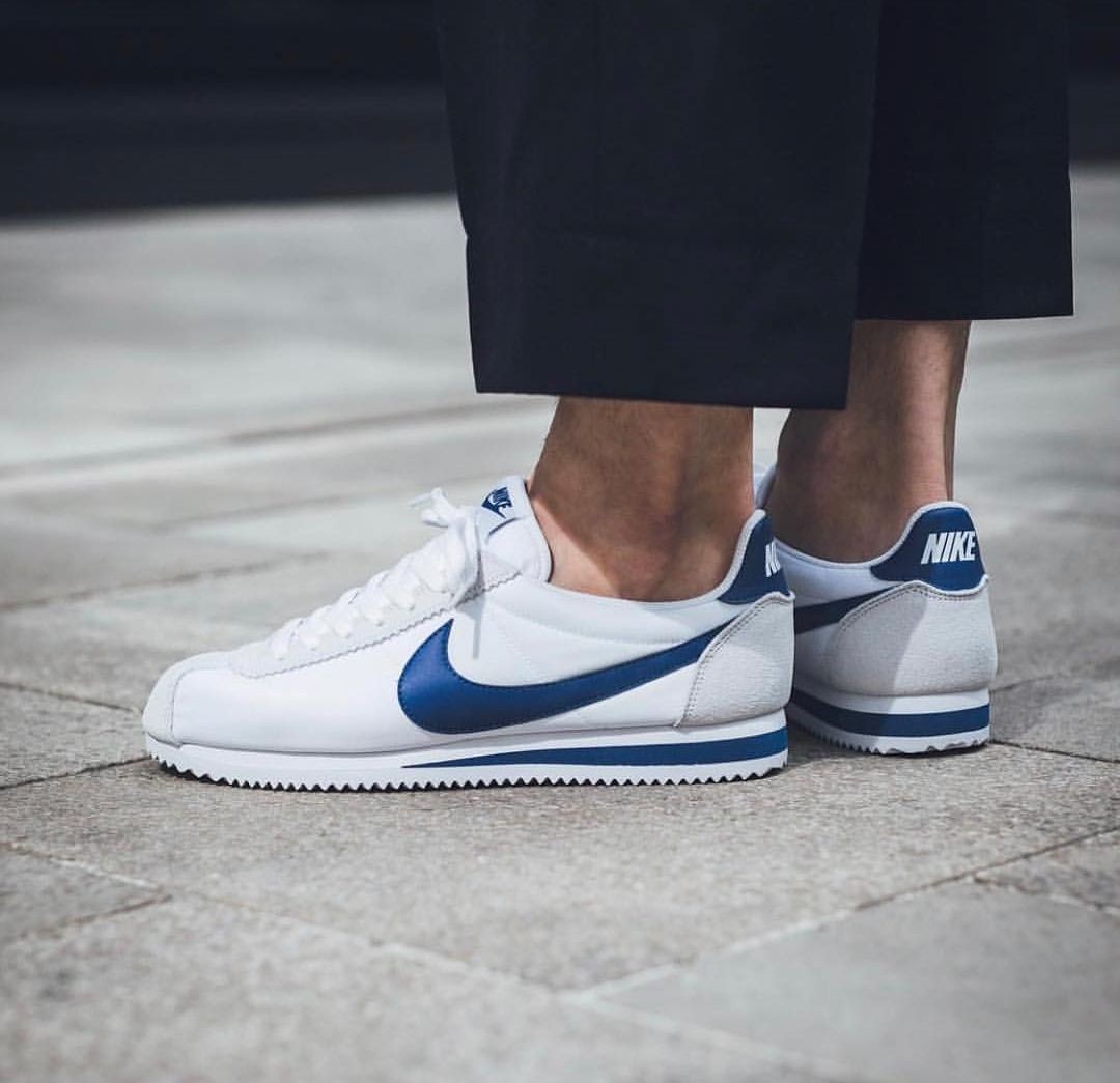 Nike Cortez trắng họa tiết màu classic blue