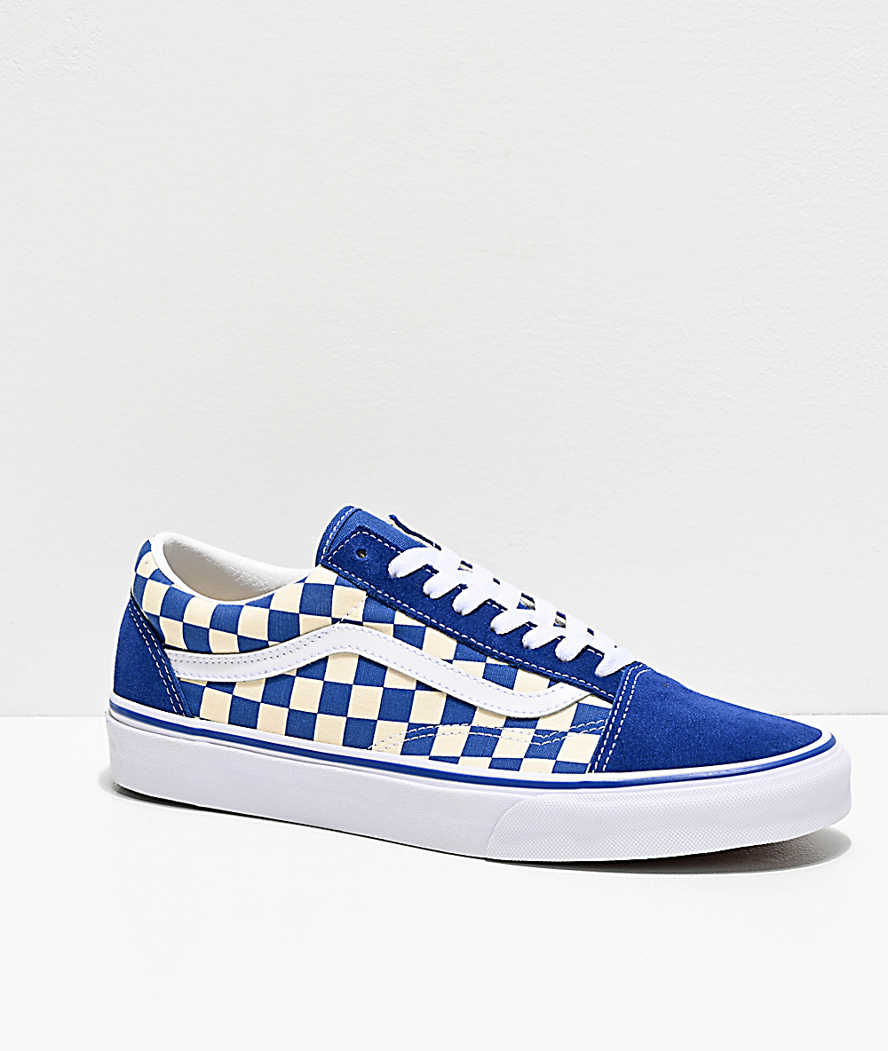 Giày Vans old skool màu classic blue họa tiết checkerboard