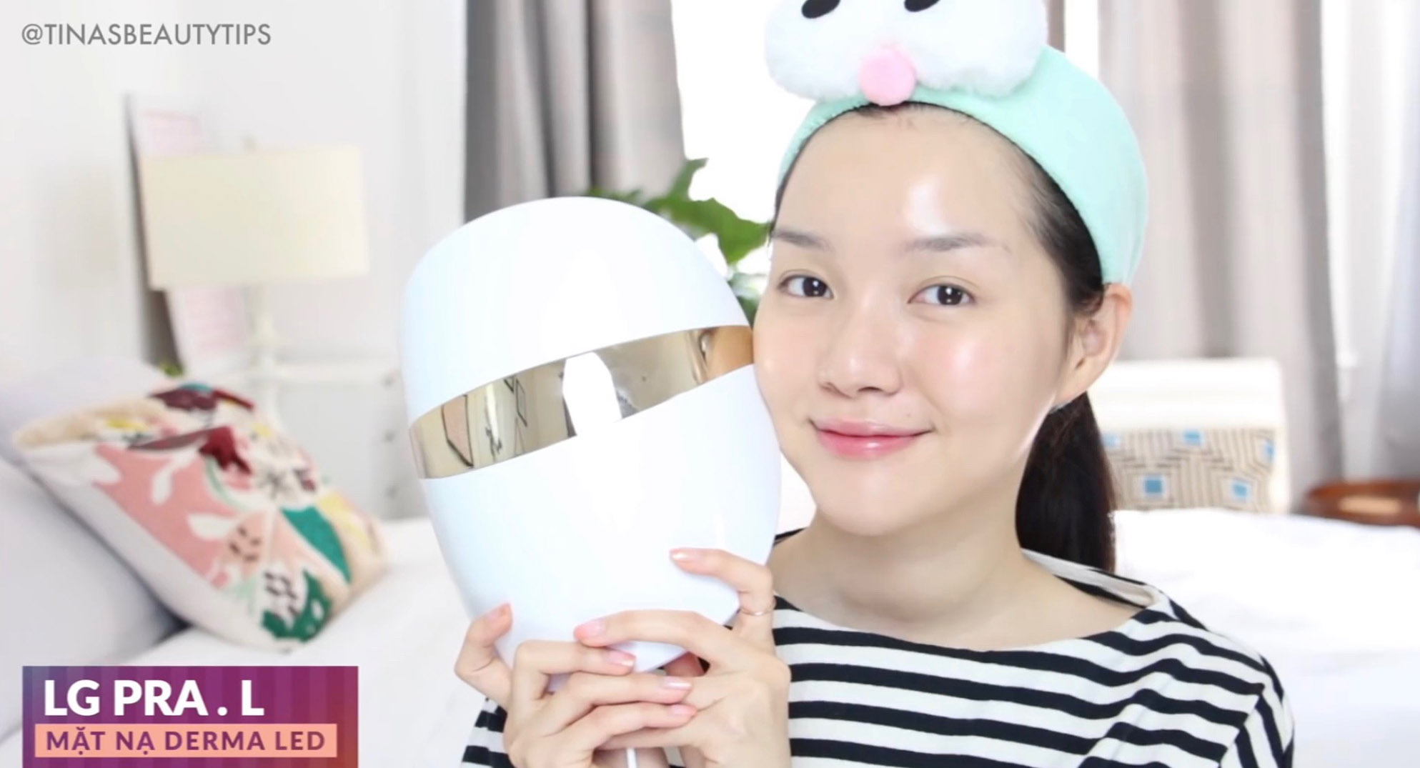 Youtuber Tinabeautytips cảm nhận mặt nạ công nghệ LG Derma LED