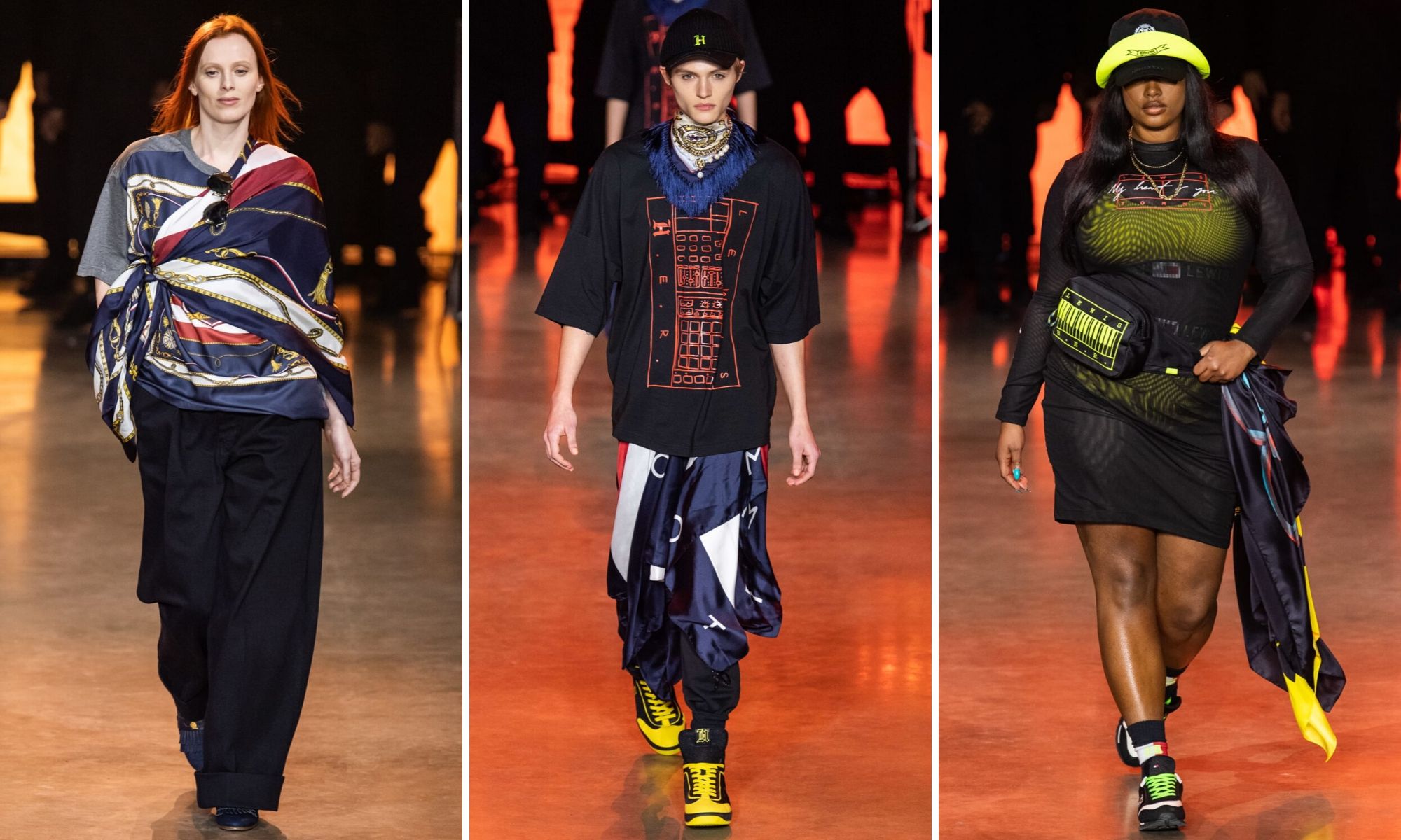 tommy hilfiger khăn lụa lfw thu đông 2020