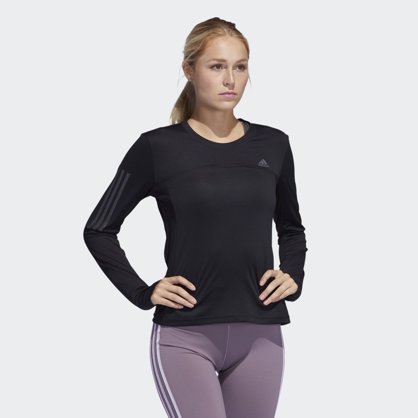 Áo thun thể thao tay dài adidas màu đen dành cho tập Yoga