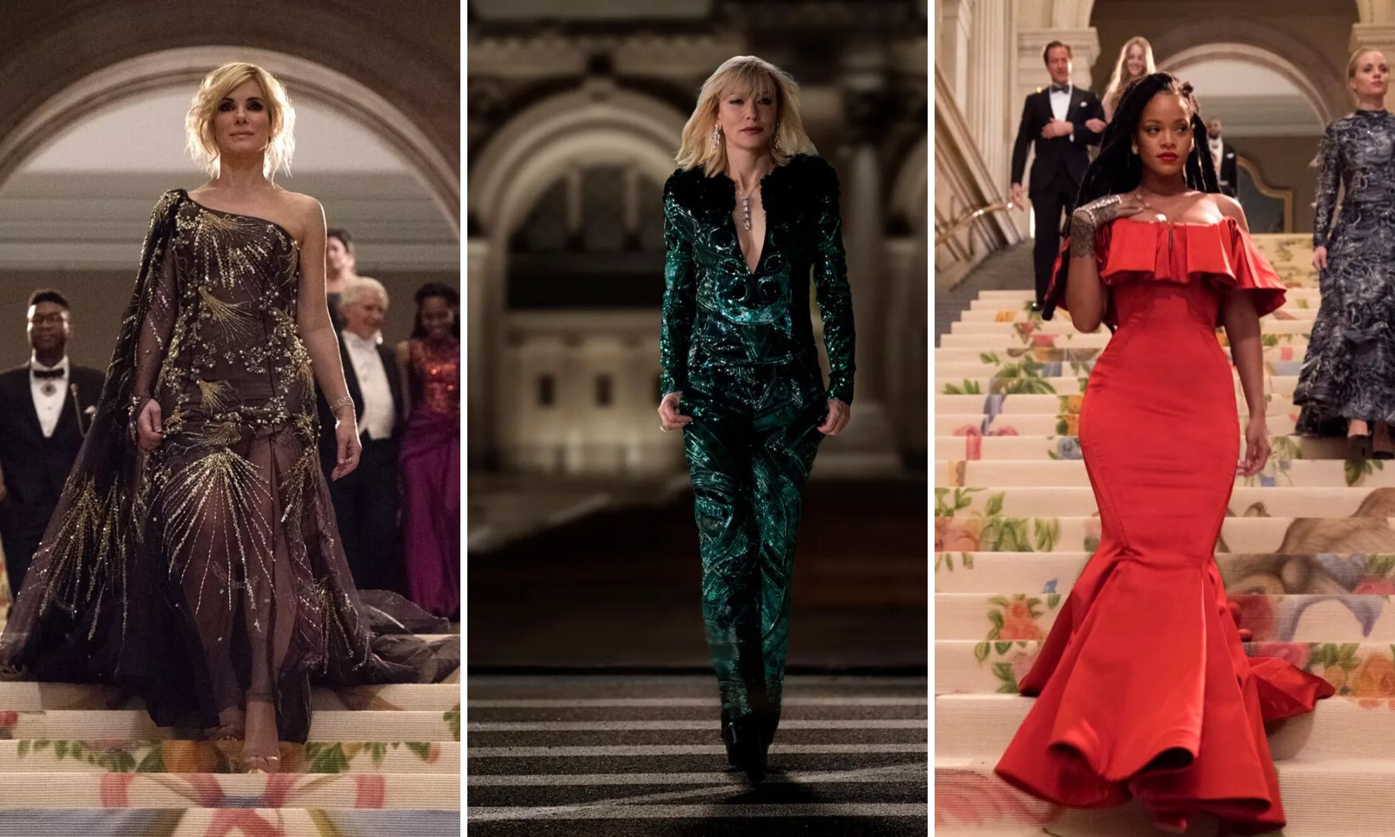 thời trang phim ocean's 8 met gala sandra bullock cate blanchett rihanna