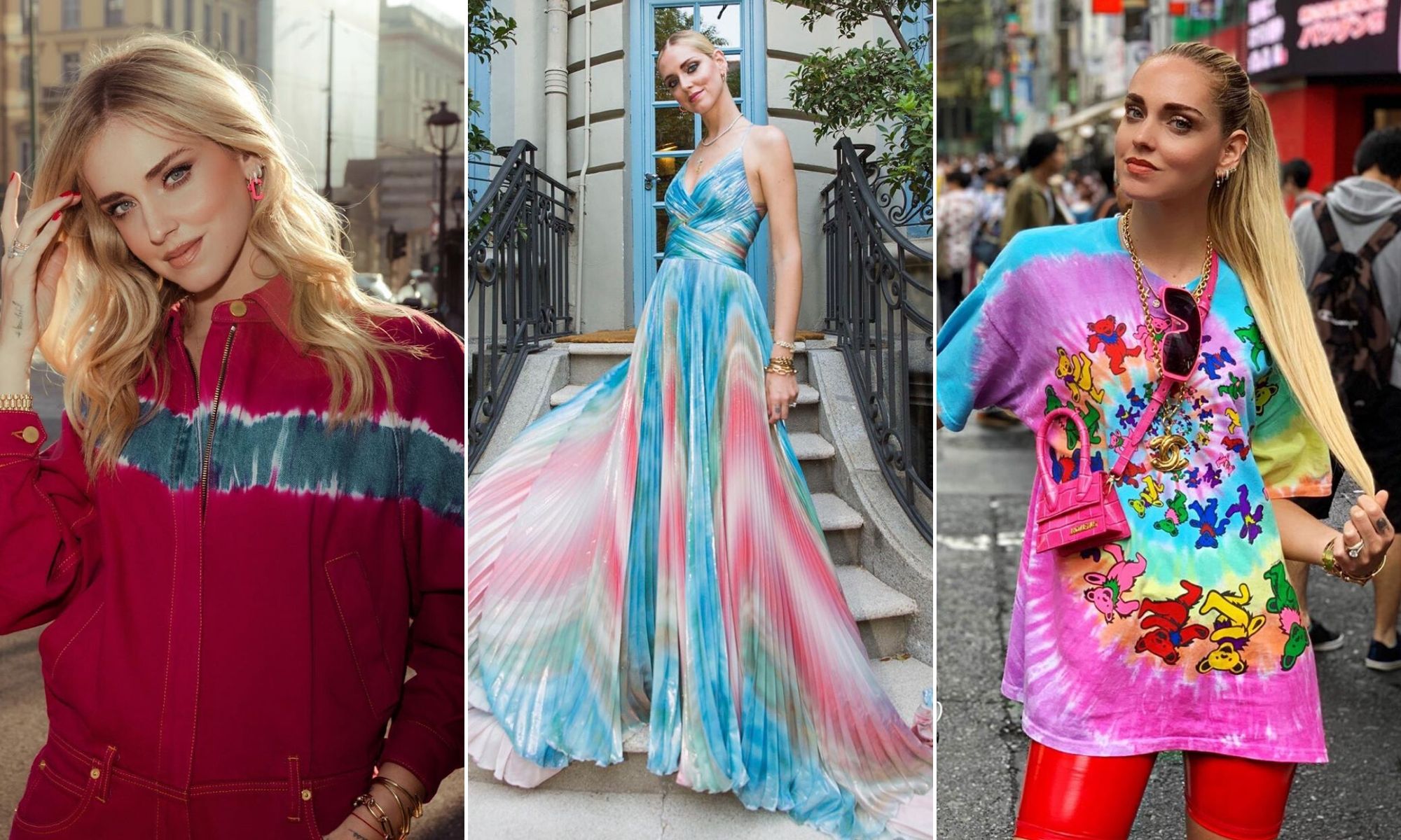 chiara ferragni mặc quần áo nhuộm tie-dye