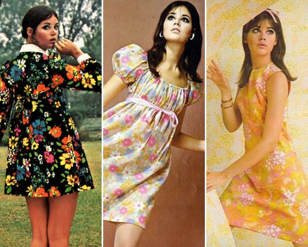 mẫu colleen corby mặc váy hoa vintage 1960s