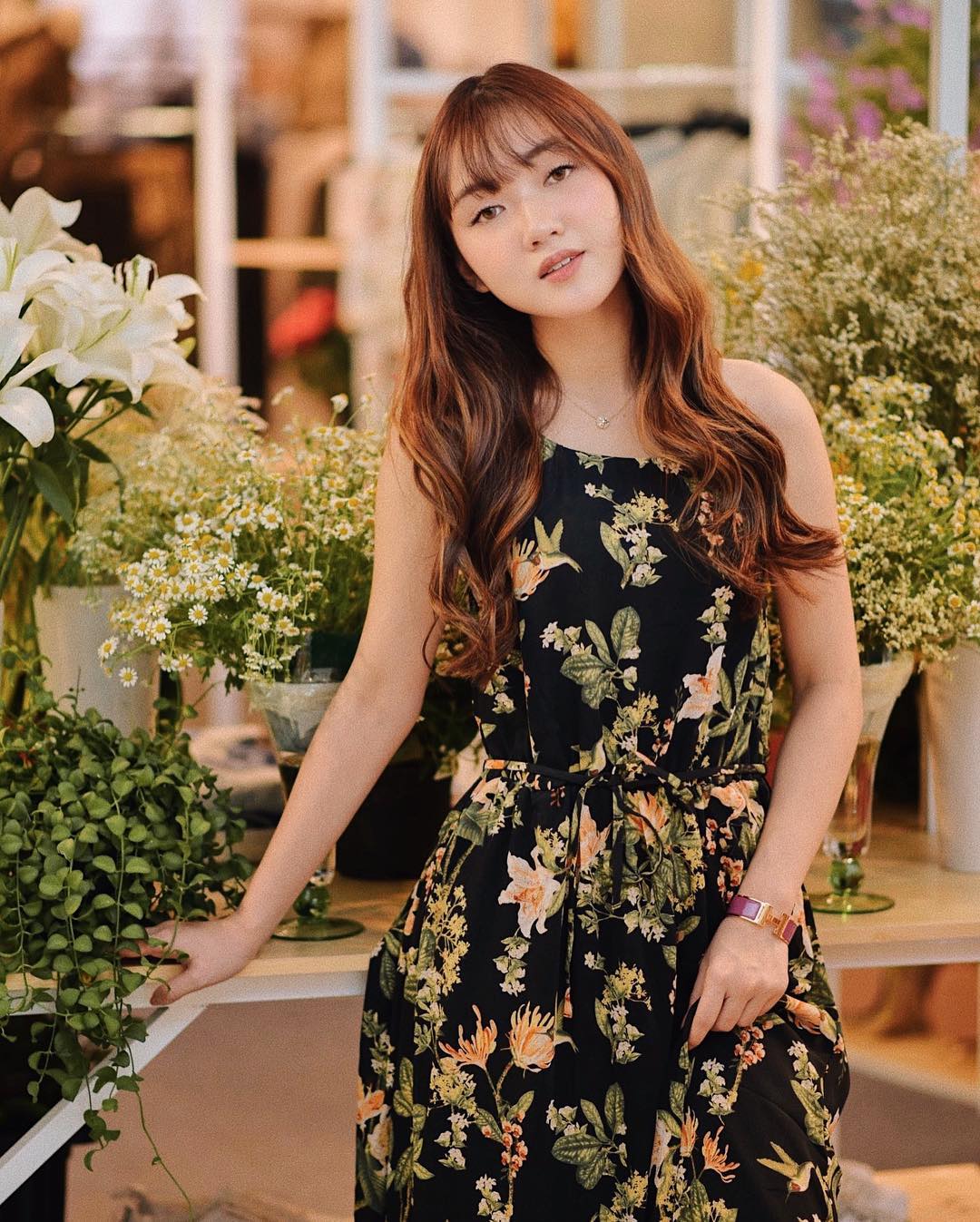 Váy tim ulzzang dáng dài cổ tròn voan tơ - Đầm hoa nhí Vintage Vaytimhong -  Váy Fashion