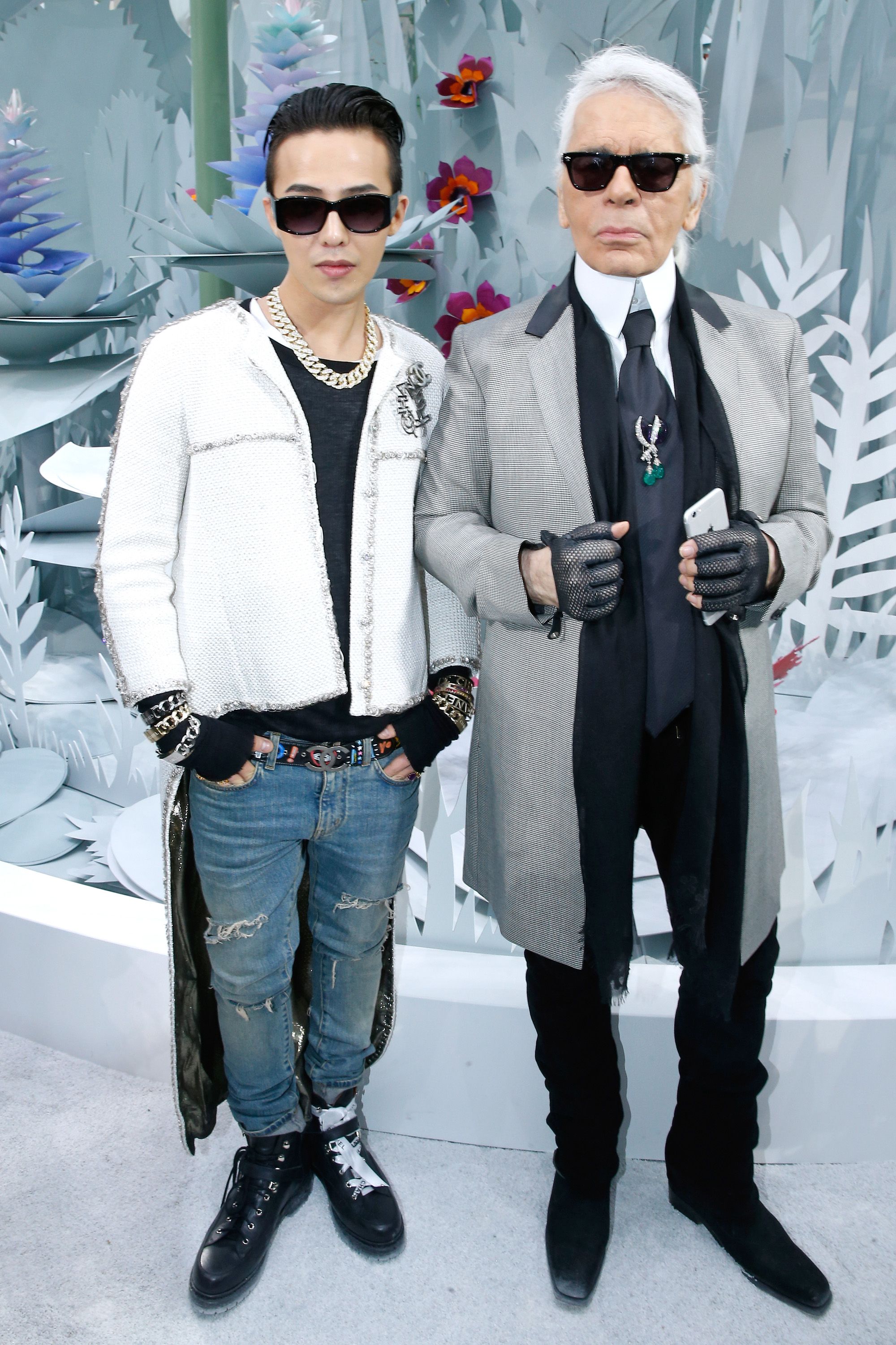 thời trang sao Hàn g-dragon chụp ảnh cùng Karl Lagerfeld