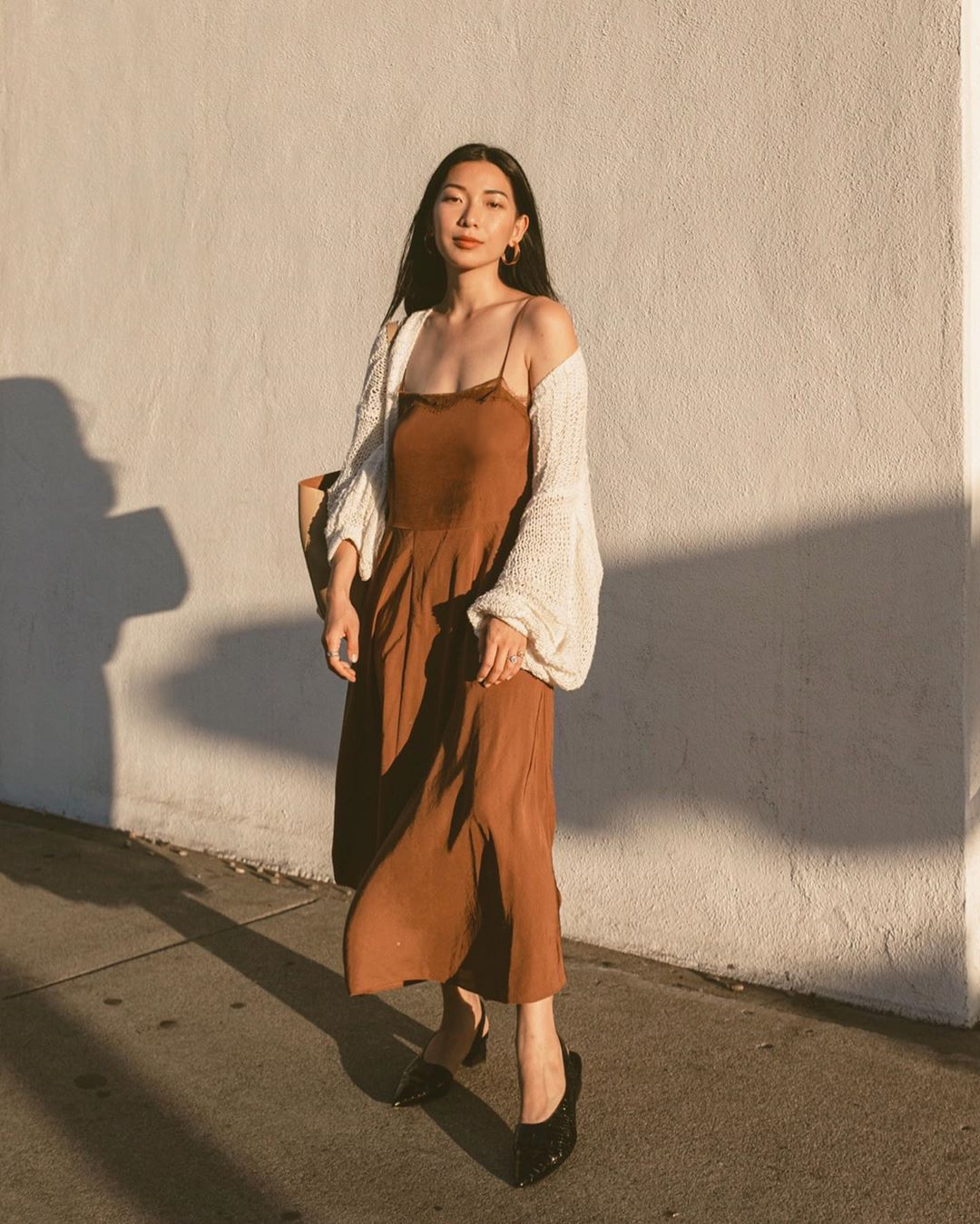 đầm slip dress cardigan trắng thường phục honeynsilk