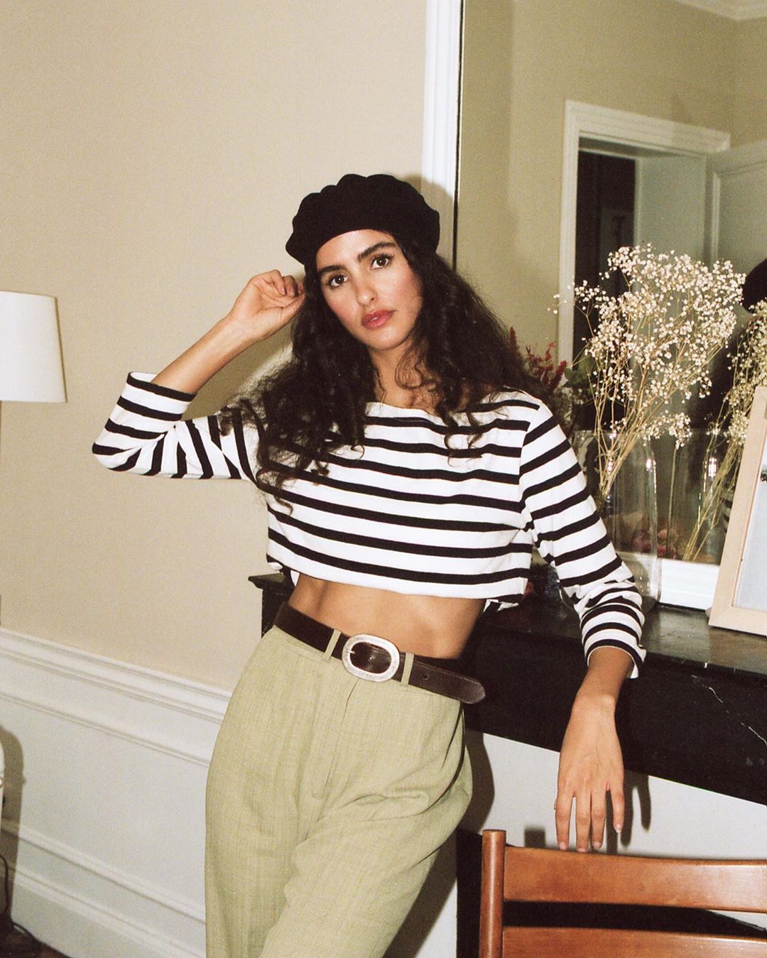 áo thun kẻ sọc thủy thủ breton dáng lửng crop top