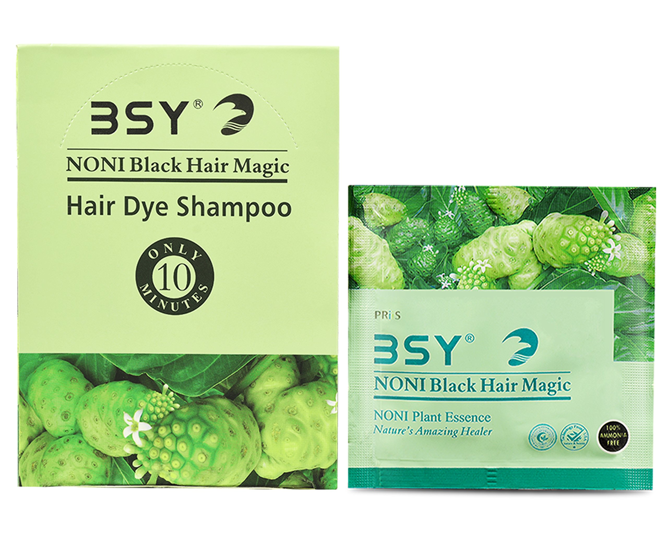 dầu gội BSY Noni Black Hair Magic Hair Dye Shampoo.