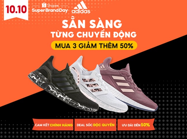 Adidas tung siêu khuyến mãi lên đến 50% trên Shopee.