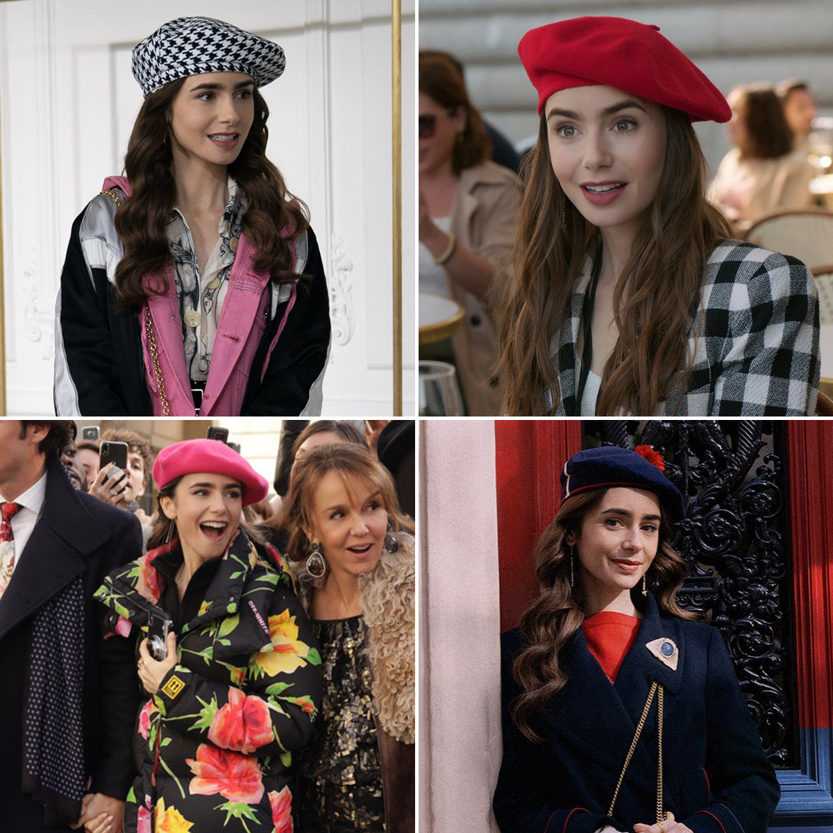 Lily Collins đội mũ beret trong phim Emily In Paris