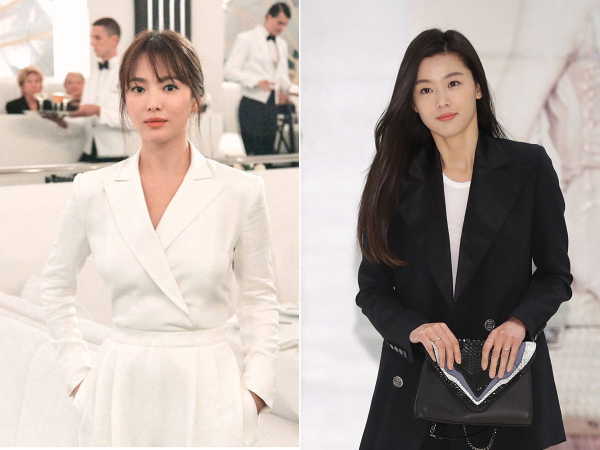Phối đồ dự tiệc cho cung bọ cạp - Song Hye Kyo và Jun Ji Hyun mặc âu phục