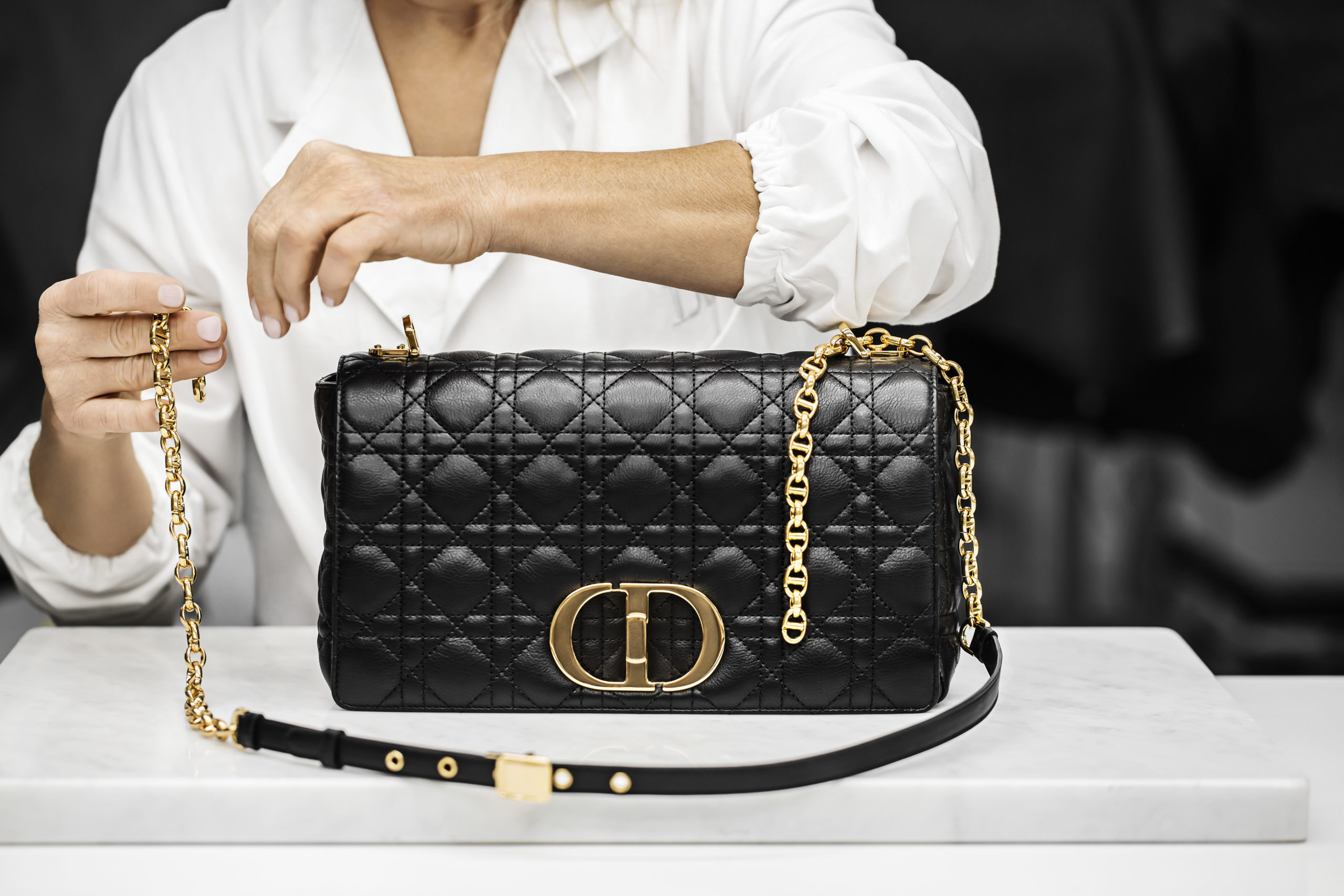 dior caro bag in black