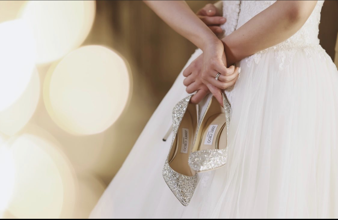 JimmyChoo Romy 100mm Bridal high pumps with wedding dress