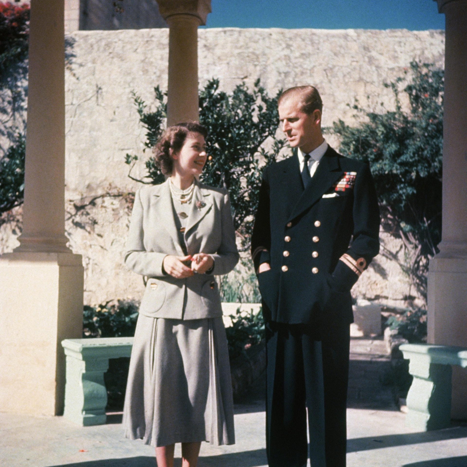 Prince Philip in Royal Navy Uniform on honeymoon in malta 1947