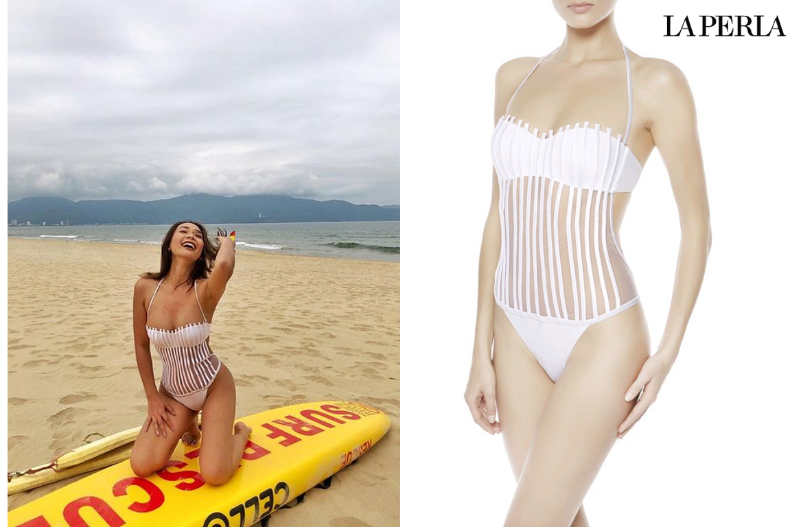 La Perla monokini màu trắng từ BST Glimmering Couture