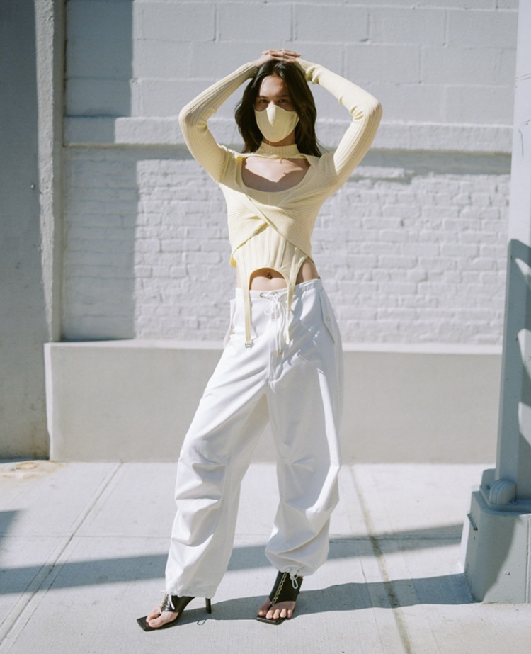 White parachute pants 