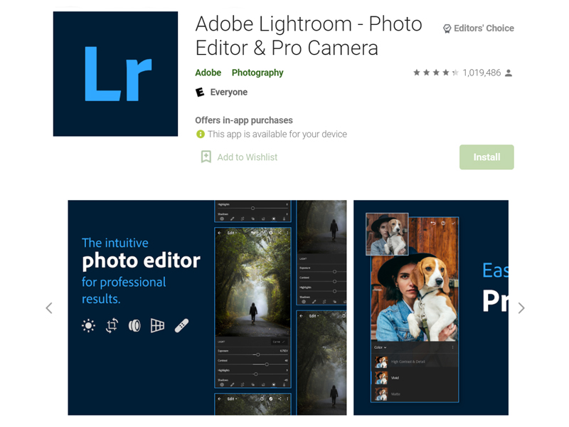 ứng dụng chỉnh ảnh nên có lightroom