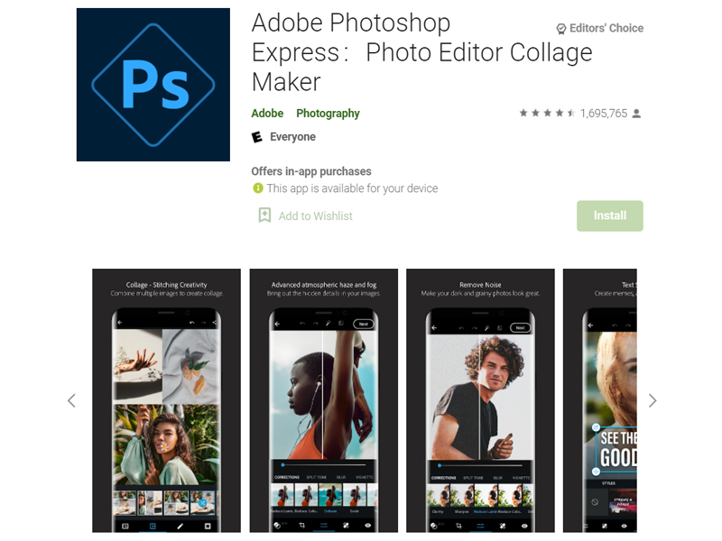 ứng dụng chỉnh ảnh nên có photoshop express