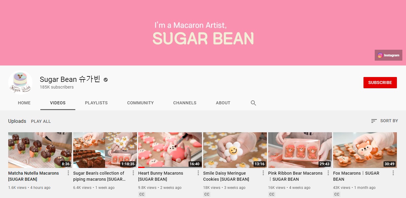 Kênh Youtube nấu ăn ASMR Sugar Bean 슈가빈