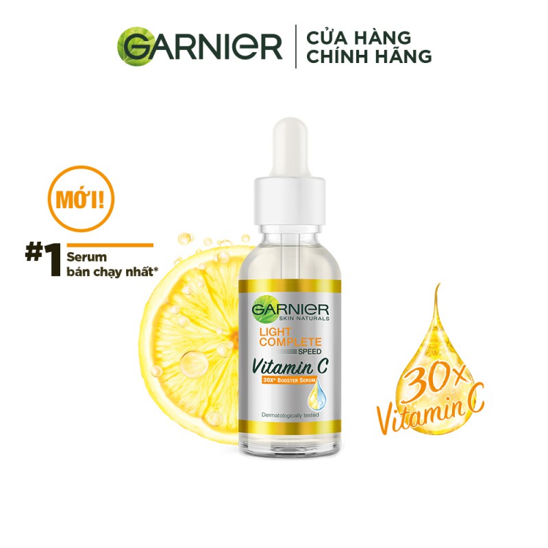 Tinh chất tăng cường sáng da mờ thâm mụn Garnier Light Complete Vitamin C 