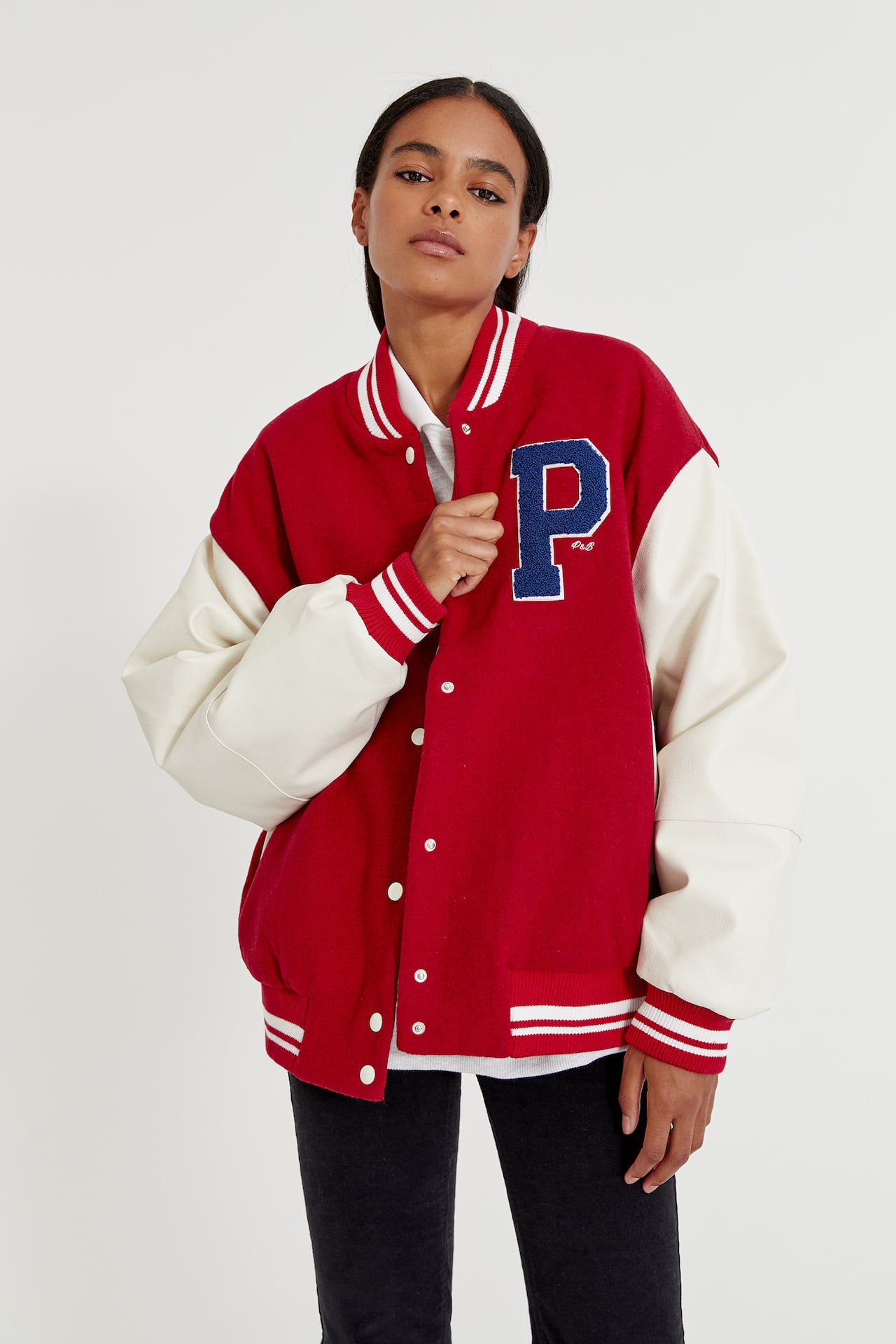 varsity jacket đỏ