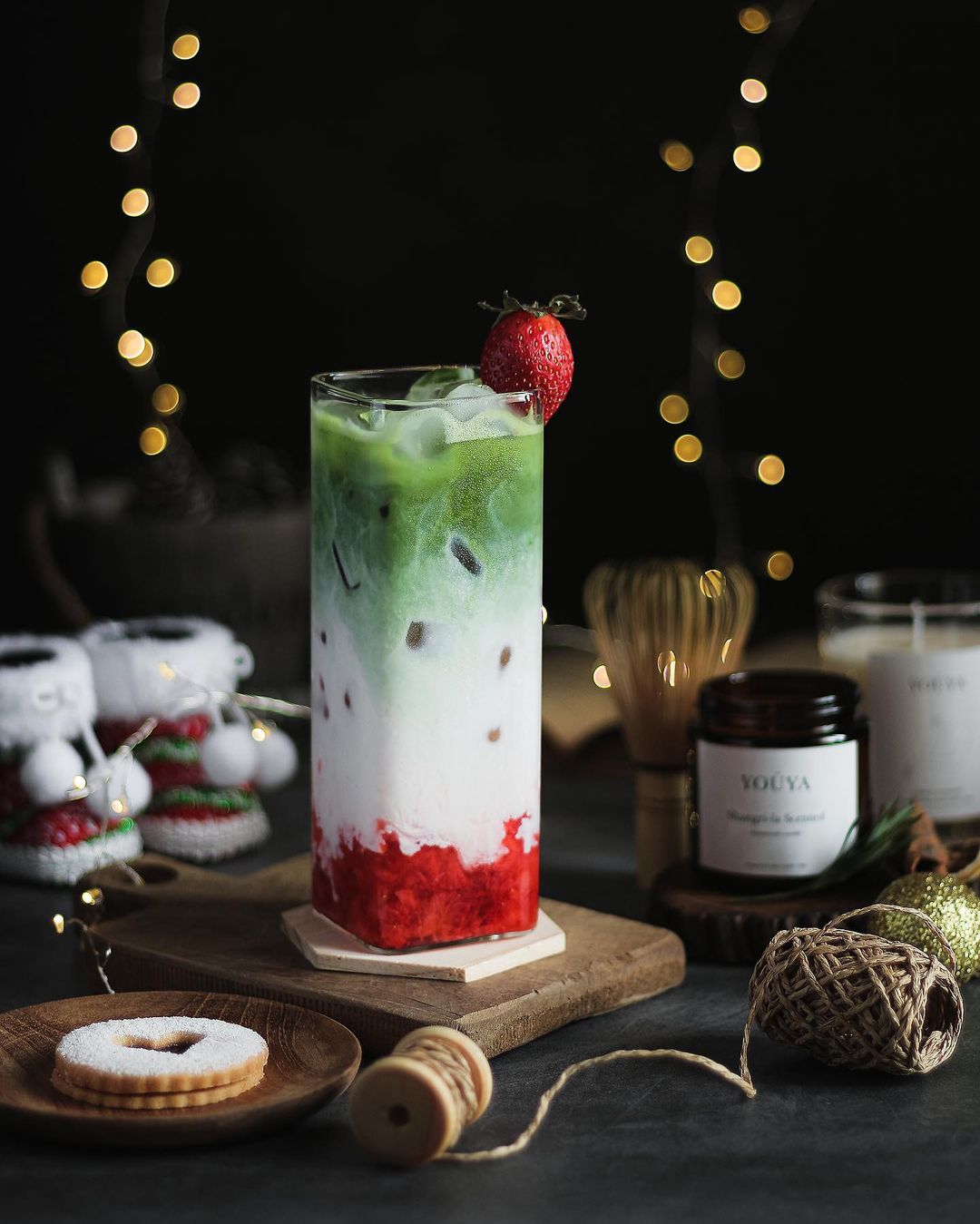 công thức pha chế matcha latte dâu tây