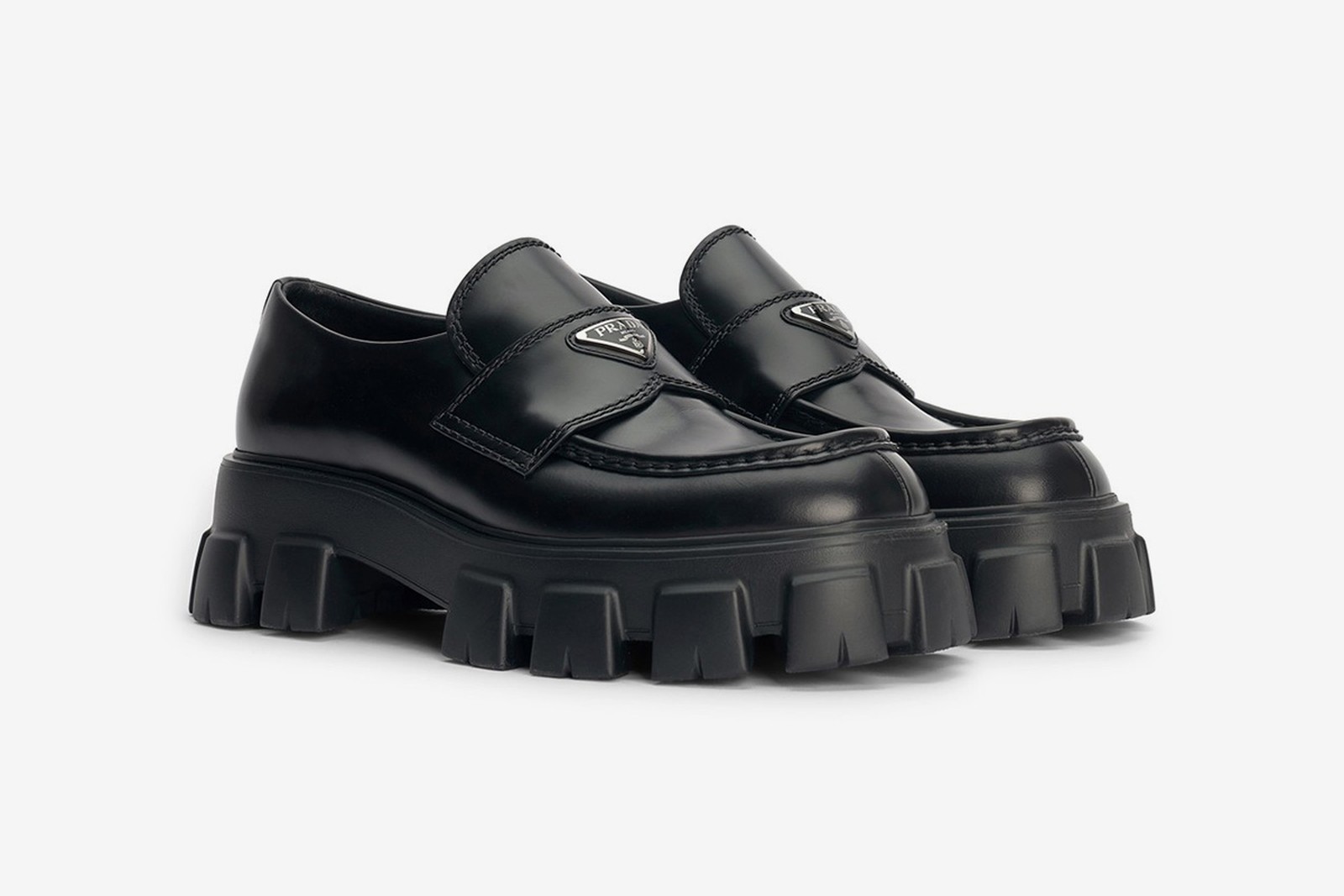 Prada monolith black loafers