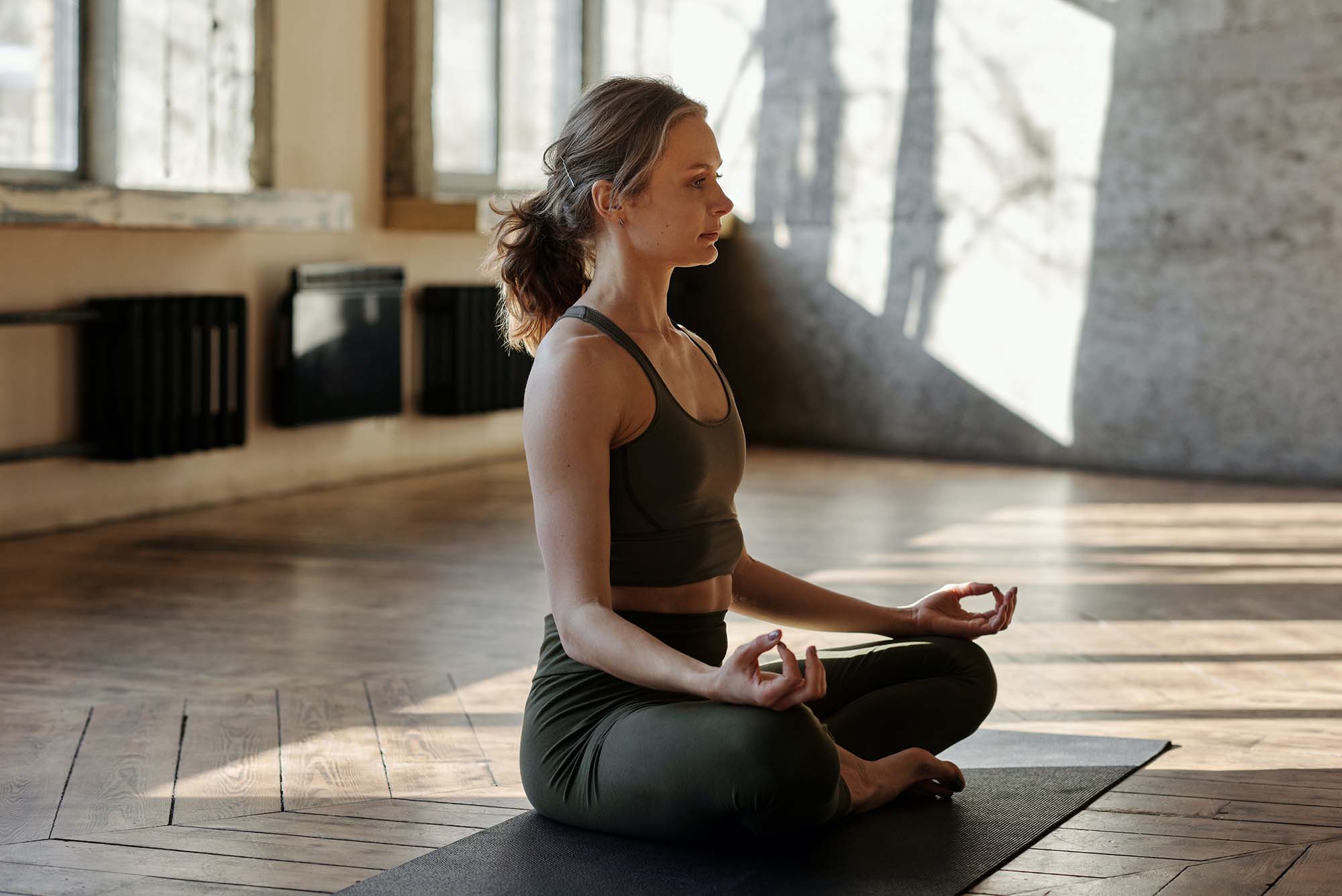 Girl who loves her body and stays positive through meditation