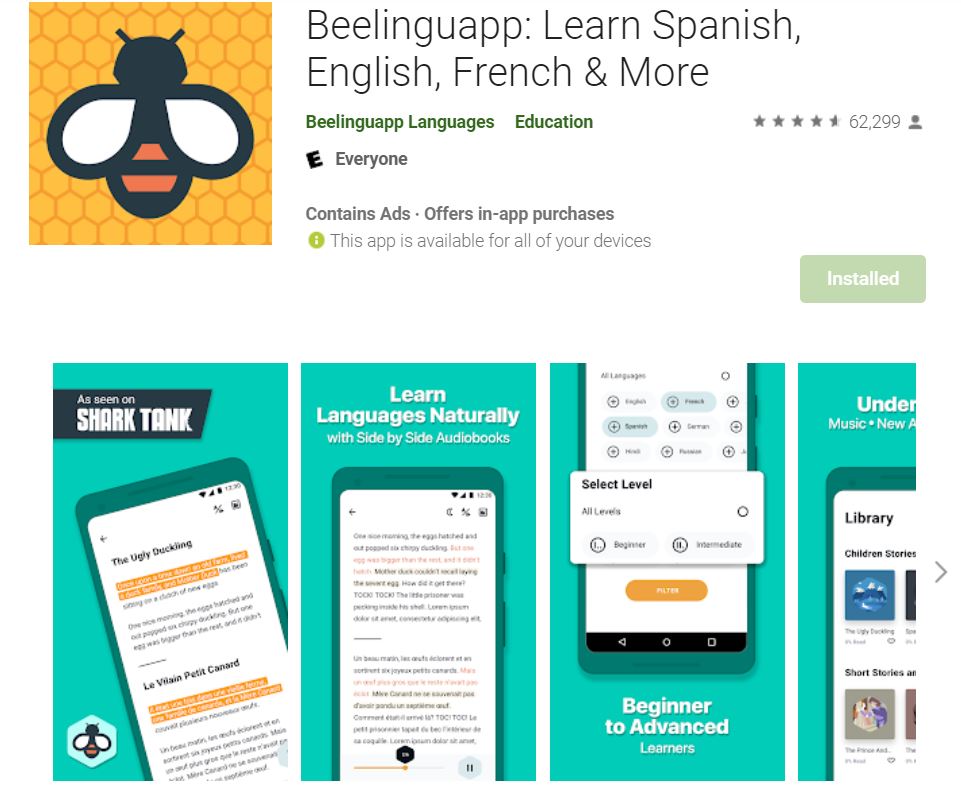 ứng dụng beelinguapp